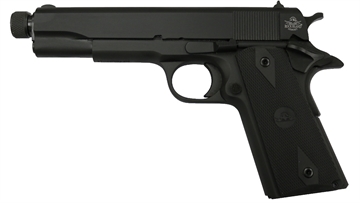 Picture of Armscor GI Standard FS Threaded, 1911, Semi-automatic, Metal Frame Pistol, Full Size, 45ACP, 5" Threaded Barrel, Steel, Parkerized Finish, Black, Rubber Grips, Fixed Sights, 8 Rounds, 1 Magazine 51473