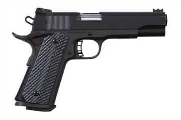 Picture of Rock Island Rock Ultra FS 40 S&W Caliber with 5" Barrel, 8+1 Capacity, Overall Black Parkerized Finish Steel, Beavertail Frame, Serrated Slide & Black/Gray G10 Grip 51719