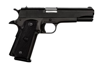Picture of Rock Island GI Standard FSHC *MA Compliant 45 ACP Caliber with 5" Barrel, 10+1 Capacity, Overall Black Parkerized Finish Steel, Beavertail Frame, Serrated Slide & Black Rubber Grip 51453MA
