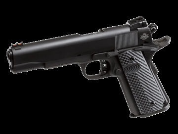 Picture of Rock Island Rock Ultra FS 9mm Luger Caliber with 5" Barrel, 10+1 Capacity, Overall Black Parkerized Finish Steel, Beavertail Frame, Serrated Slide & Black/Gray G10 Grip 51623