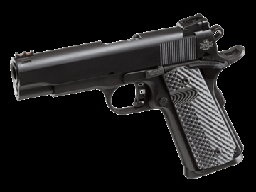 Picture of Armscor Rock Ultra MS, 1911, Semi-automatic, Metal Frame Pistol, Commander Size, 45ACP, 4.25" Barrel, Steel, Parkerized Finish, Black, G10 Grips, Adjustable Sights, 8 Rounds, 1 Magazine 51487