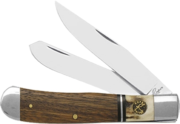 Picture of ABKT ROPER LAREDO STAG TRAPPER 3.25" WOOD/BONE HANDLE RP0002SG