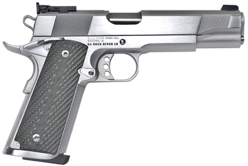 Picture of Rock River Arms Limited Match 45 ACP 7+1 5" Stainless National Match Barrel, Brushed Chrome Steel Serrated Slide, Brushed Chrome Steel Frame w/Beavertail, Black G10 Grip, Ambidextrous PS2400