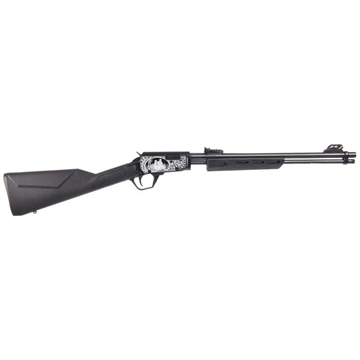 Picture of Rossi Gallery Pump Rifle .22 LR 15rd Capacity 18" Barrel Black Synthetic Stock Feather & Son Engraving RP22181SY-EN16