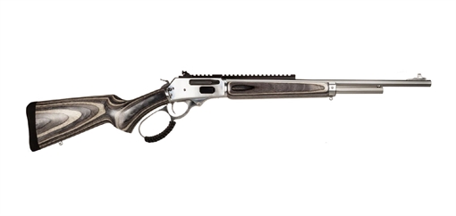 Picture of Rossi R95, Laminated, Lever Action Rifle, 30-30 Winchester, 20" Barrel, Stainless Steel Finish, Silver, Laminated Wood Stock, Ghost Ring Sight, Picatinny Rail, Medium Loop, 5 Rounds 953030209LW
