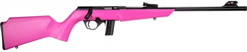 Picture of Rossi RB22, Bolt Action Rifle, 22LR, 16" Threaded Barrel, 1/2x28, Matte Finish, Black, Pink Synthetic Stock, Compact, Adjustable Fiber Optic Sights, 10 Rounds, 1 Magazine RB22L1611P
