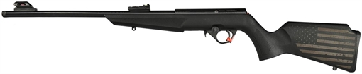 Picture of Rossi RB22 US Flag Compact 22 LR 10+1 16.50" Matte Black Threaded Barrel, Black Aluminum Receiver, Black w/US Flag Synthetic Fixed Stock RB22L1611EN01