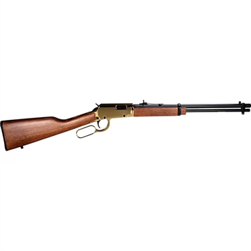 Picture of Rossi Rio Bravo, Lever Action, 22LR, 18" Barrel, PVD Gold Receiver, Blued Barrel, Wood Stock, Adjustable Sights, 15 Rounds RL22181WD-GLD1 RL22181WDGLD1