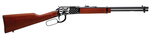 Picture of Rossi Rio Bravo 22 LR 15+1 18" Black Polished Alloy Steel Barrel, Black Engraved w/Flag & Eagle Alloy Steel Receiver, Hardwood Fixed Stock, Right Hand RL22181WD-EN22