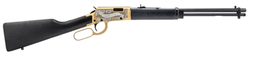 Picture of Rossi Rossi Rio Bravo Ronald Reagan Rifle 22 lr 18 in. BLK Stock Engraved PVD Gold 15 rd RL22181WD-GLD2RR