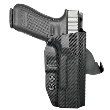Picture of Rounded Gear Paddle Holster OWB Black Carbon Fiber Kydex Fits Glock 17 Right Hand GLK172231CFRHOWBPDL