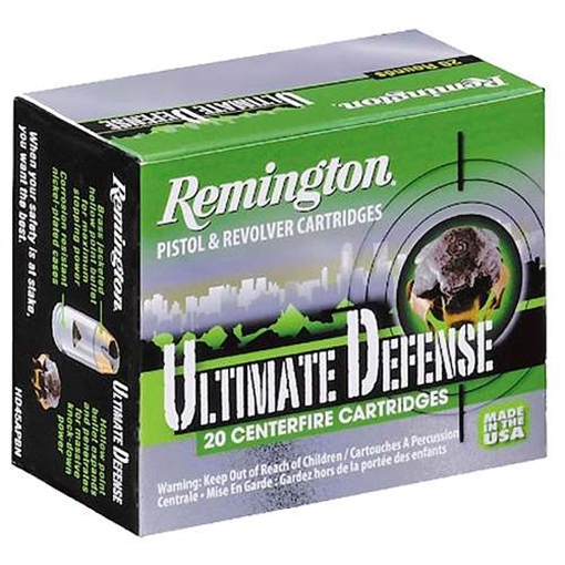 Picture of Remington Ammunition Ultimate Defense Full Size Handgun 40S&W 165gr Brass Jacketed Hollow Point 20 Per Box/25 Case 28957