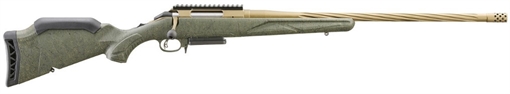 Picture of Ruger American Generation II, Predator, Bolt Action Rifle, 450 Bushmaster, 22" Threaded Barrel, 1:16 Twist, Threaded 11/16"-24, Muzzle Brake, Cerakote Finish, Burnt Bronze, Green Splatter Synthetic Stock, Manual Safety, Picatinny Rail, 3 Rounds, 1 Magazine 46935