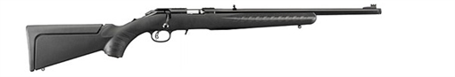 Picture of Ruger American Rimfire Compact, Bolt-Action Rifle, 22 WMR, 18" Barrel, Satin Blued Finish, Alloy Steel, Black Composite Stock, Adjustable Rear & Fiber Optic Front Sight, 9Rd 08323