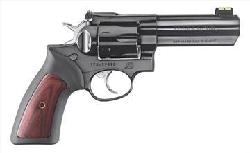Picture of Ruger GP100, TALO Edition, Double/Single Action, Revolver, 357 Magnum, 4.2" Barrel, Steel, Blued Finish, Rubber Grips with Wood Inlay, Fiber Optic Front and Adjustable Rear Sights, 7 Rounds 01772