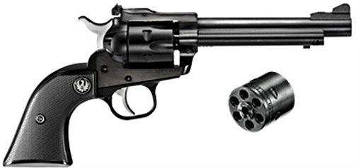Picture of Ruger Single-Six Convertible, Single Action Only, Revolver, 22LR/22 WMR, 5.5" Barrel, Alloy Steel, Blued Finish, Black Checkered Hard Rubber Grips, Adjustable Rear & Ramp Front Sight, 6 Rounds 00621