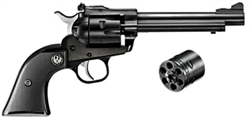 Picture of Ruger Single-Six Convertible, Single Action Only, Revolver, 22LR/22 WMR, 5.5" Barrel, Alloy Steel, Blued Finish, Black Checkered Hard Rubber Grips, Adjustable Rear & Ramp Front Sight, 6 Rounds 00621