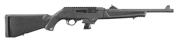 Picture of Ruger Pistol Caliber Carbine, Semi-automatic, Rifle, 9MM, 16.12" Heavy Barrel, Fluted and Threaded, Black Finish, Synthetic Stock, 10Rd, Takedown, Adjustable Ghost Ring Rear Sight and Protected Blade Front Sight 19102