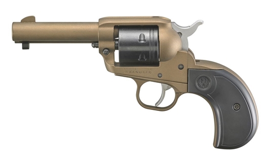 Picture of Ruger Wrangler Birdshead, Single Action Only, Revolver, 22LR, 3.75" Barrel, Aluminum Alloy, Cerakote Finish, Burnt Bronze, Birdshead Synthetic Grips, Integral Notch Rear Sight/Blade Front Sight, Transfer Bar Safety, 6 Rounds 02017