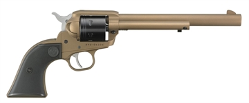 Picture of Ruger Wrangler, Single Action Only, Revolver, 22LR, 7.5" Barrel, Aluminum Alloy, Cerakote Finish, Burnt Bronze, Checkered Synthetic Grips, Integral Notch Rear Sight/Blade Front Sight, Transfer Bar Safety, 6 Rounds 02040
