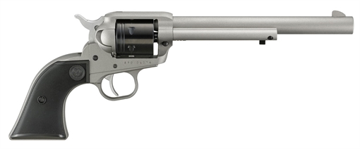 Picture of Ruger Wrangler, Single Action Only, Revolver, 22LR, 7.5" Barrel, Aluminum Alloy, Cerakote Finish, Silver, Checkered Synthetic Grips, Integral Notch Rear Sight/Blade Front Sight, Transfer Bar Safety, 6 Rounds 02039