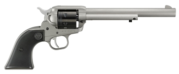 Picture of Ruger Wrangler, Single Action Only, Revolver, 22LR, 7.5" Barrel, Aluminum Alloy, Cerakote Finish, Silver, Checkered Synthetic Grips, Integral Notch Rear Sight/Blade Front Sight, Transfer Bar Safety, 6 Rounds 02039