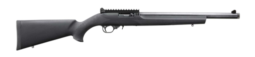 Picture of Ruger 10/22, Carbine, Semi-automatic Rifle, 22 LR, 16.12" Heavy Barrel, Threaded 1/2x28, Satin Finish, Black, Hogue Tactical Stock, Ghost Ring Rear Sight, Protected Blade Front Sight, Picatinny Rail, 10 Rounds, 1 Magazine 31197