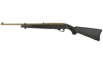 Picture of Ruger 10/22 Carbine, Semi-Automatic Rifle, 22 LR, 18.5" Barrel, FDE Cerakote Receiver and Barrel, Alloy Steel, Black Synthetic Stock, Adjustable Rear and Gold Bead Front Sight, 10 Round 01151