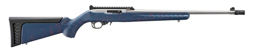Picture of Ruger 250th Anniversary 10/22 Rifle .22 LR 10rd Magazine 18.5" Stainless Barrel Blue w/Red and White Splatter Synthetic Stock 32039 32039-RUG