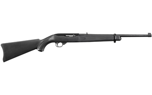 Picture of Ruger 10/22 Carbine, Semi-Automatic Rifle, 22 LR, 18.5" Barrel, Satin Black Finish, Alloy Steel, Black Synthetic Stock, Adjustable Rear and Gold Bead Front Sight, 10 Rounds, 1 Magazine 01151