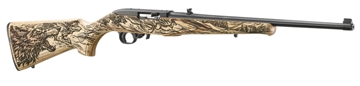Picture of Ruger 10/22, TALO, Semi-automatic Rifle, 22 LR, 18.5" Barrel, Satin Finish, Black, Altamont Natural Laminate Stock with Wolf Engraving, 10 Rounds 31218