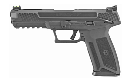 Picture of Ruger 57, Double Action Only, Semi-automatic, Polymer Frame Pistol, Full Size, 5.7X28MM, 4.94" Barrel, Black Oxide Finish, Fiber Optic Front and Adjustable Rear Sights, Ambidextrous Manual Safety, 20 Rounds, 2 Magazines, Ambidextrous 16401
