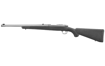 Picture of Ruger 77/357, Bolt Action Rifle, 357 Magnum, 18.5" Threaded Barrel, 1/2X28 Threads, Stainless Finish, Synthetic Stock, Adjustable Rear Sight, Bead Front Sight, 5Rd 0 73667608 7419