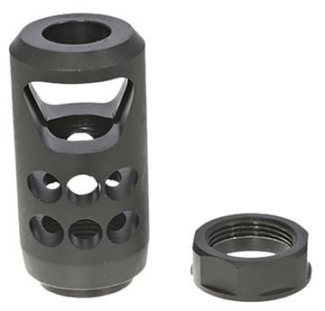 Picture of Ruger American Ranch Muzzle Brake fits American Ranch .450 Bushmaster/ Marlin Lever-Action .45-70 Govt, Alloy Steel w/Matte Black Finish, 11/16"x24 Threads, 2.20" OAL x 1" Diameter 90641
