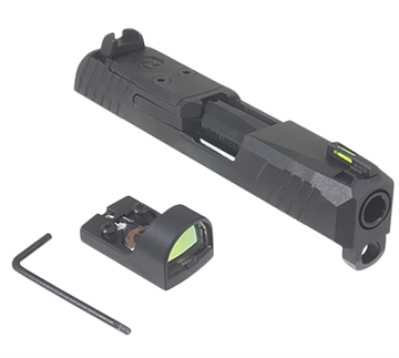 Picture of Ruger MAX-9 Slide Assembly, Complete Slide, Includes Ruger ReadyDot, Sights, Barrel, Extractor, and Other Slide Components, Compatible with Ruger MAX-9, Black Oxide Finish, Black 90745