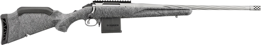 Picture of Ruger American Generation II, Bolt Action Rifle, 204 Ruger, 20" Spiral Fluted Barrel, 1:12 Twist, Threaded 1/2x28, Muzzle Brake, Cerakote Finish, Gunmetal, Gray Splatter Synthetic Stock, Manual Safety, Picatinny Rail, 10 Rounds, 1 Magazine 46908