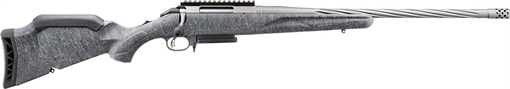 Picture of Ruger American Generation II, Bolt Action Rifle, 243 Winchester, 20" Spiral Fluted Barrel, Threaded 5/8x24, Muzzle Brake, Cerakote Finish, Gunmetal, Gray Splatter Synthetic Stock, Manual Safety, Picatinny Rail, 3 Rounds, 1 Magazine 46904