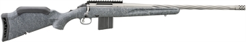 Picture of Ruger American Generation II, Bolt Action Rifle, 350 Legend, 20" Spiral Fluted Barrel, 1:16 Twist, Threaded 1/2"-28, Muzzle Brake, Cerakote Finish, Gunmetal, Gray Splatter Synthetic Stock, Manual Safety, Picatinny Rail, 5 Rounds, 1 Magazine 46906