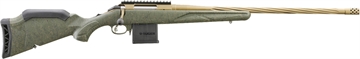 Picture of Ruger American Generation II, Predator, Bolt Action Rifle, 204 Ruger, 22" Spiral Fluted Barrel, 1:12 Twist, Threaded 1/2"-28, Muzzle Brake, Cerakote Finish, Burnt Bronze, Green Splatter Synthetic Stock, Manual Safety, Picatinny Rail, 10 Rounds, 1 Magazine 46938
