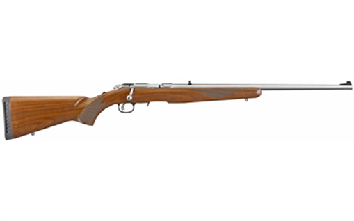 Picture of Ruger American, TALO, Bolt Action Rifle, 17 HMR, 22" Barrel, Silver, 9Rd, Satin Finish, Walnut Stock 08365