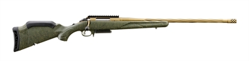 Picture of Ruger American Generation II, Predator, Bolt Action Rifle, 6MM Creedmoor, 22" Spiral Fluted Barrel, 1:7.7 Twist, Threaded 5/8x24, Muzzle Brake, Cerakote Finish, Burnt Bronze, Green Splatter Synthetic Stock, Manual Safety, Picatinny Rail, 3 Rounds, 1 Magazine 46934