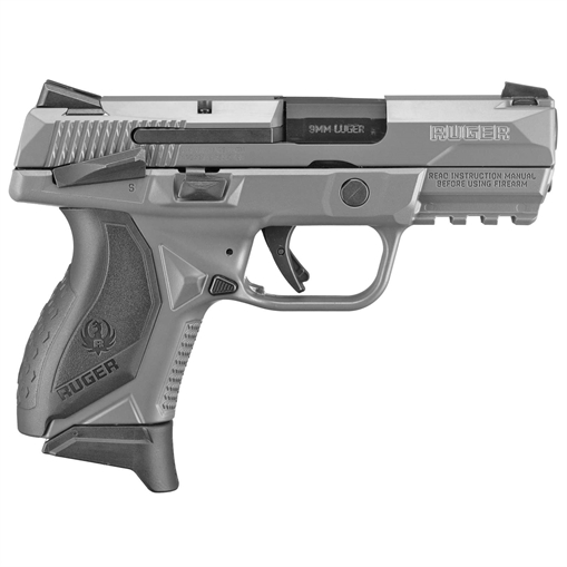 Picture of Ruger American Compact, Striker Fired, Semi-automatic, Polymer Frame Pistol, Compact, 9MM, 3.5" Barrel, Cerakote Finish, Gray, Novak LoMount 3-Dot Sights, Ambidextrous Manual Safety, 17 Rounds, 2 Magazines, (1)-17 Rounds and (1)-12 Rounds, Ambidextrous 08683