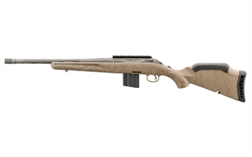 Picture of Ruger American Rifle Ranch, Generation II, Bolt Action Rifle, 6.5 Creedmoor, 16.1" Spiral Fluted Barrel, 1:8 Twist, Threaded 5/8"-24, Muzzle Brake, Cerakote Finish, Cobalt, Flat Dark Earth Splatter Synthetic Stock, Manual Safety, Picatinny Rail, 3 Rounds, 1 Magazine 46928