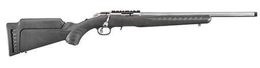 Picture of Ruger American Rimfire Standard, Bolt-Action Rifle, 22LR, 18" Satin Stainless Threaded Barrel, 1/2" x 28 Thread Pitch, Black Composite Stock, 10Rd, Scope Base, Flush Mounted Rotary Magazine 08351