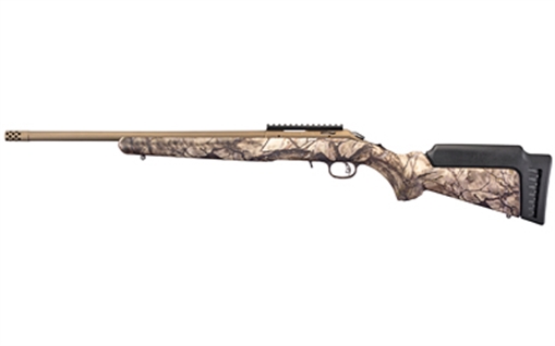 Picture of Ruger American Rimfire Standard, Bolt Action Rifle, 17 HMR, 18" Cold Hammer Forged Barrel, Threaded, 1:9 Twist, Camo Synthetic Stock, Bronze Cerakote Finish, Right Hand, 1 Mag, 9Rd, Factory Installed Scope Rail, Weighs 5.9lbs 08374