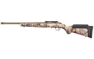Picture of Ruger American Rimfire Standard, Bolt Action Rifle, 22 LR, 18" Cold Hammer Forged Barrel, Threaded, 1:16 Twist, Camo Synthetic Stock, Bronze Cerakote Finish, Right Hand, 1 Mag, 10Rd, Factory Installed Scope Rail, Weighs 5.7lbs 08372