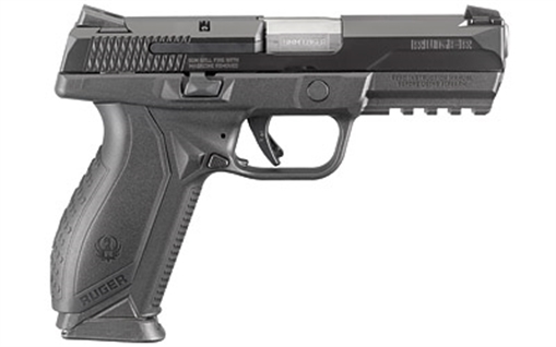 Picture of Ruger American, Striker Fired, Semi-automatic, Polymer Frame Pistol, Full Size, 9MM, 4.2" Barrel, Black Nitride Finish, Novak LoMount 3-Dot Sights, Integrated Trigger Safety, 17 Rounds, 2 Magazines, Ambidextrous Slide Stop 08605