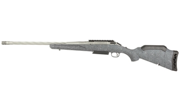 Picture of Ruger American Generation II, Bolt Action Rifle, 300 Winchester Magnum, 20" Spiral Fluted Barrel, 1:10 Twist, Threaded 5/8"-24, Muzzle Brake, Cerakote Finish, Gunmetal, Gray Splatter Synthetic Stock, Manual Safety, Picatinny Rail, 3 Rounds, 1 Magazine 46915