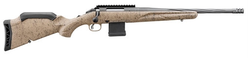 Picture of Ruger American Rifle Ranch, Generation II, Bolt Action Rifle, 762x39, 16.1" Spiral Fluted Barrel, 1:9.5 Twist, Threaded 5/8x24, Muzzle Brake, Cerakote Finish, Cobalt, Flat Dark Earth Splatter Synthetic Stock, Manual Safety, Picatinny Rail, 5 Rounds, 1 Magazine 46921