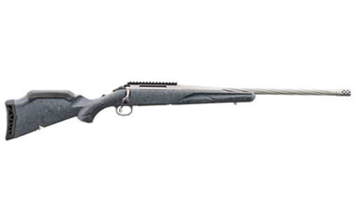 Picture of Ruger American Generation II, Bolt Action Rifle, 30-06 Springfield, 20" Spiral Fluted Barrel, 1:10 Twist, Threaded 5/8"-24, Muzzle Brake, Cerakote Finish, Gunmetal , Gray Splatter Synthetic Stock, Manual Safety, Picatinny Rail, 4 Rounds, 1 Magazine 46913